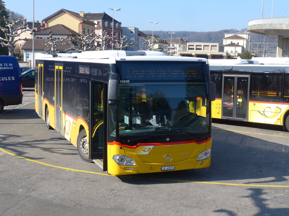 (203'784) - CarPostal Ouest - JU 43'870 - Mercedes am 15. April 2019 beim Bahnhof Porrentruy