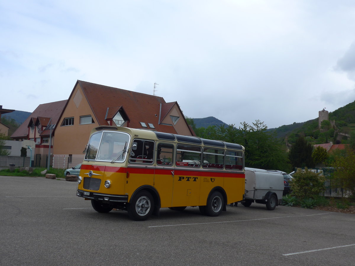 (204'534) - Aus der Schweiz: Schmid, Thrishaus - Nr. 9/BE 26'105 - Saurer/R&J (ex Geiger, Adelboden Nr. 9) am 28. April 2019 in Kaysersberg, Rocade Verte