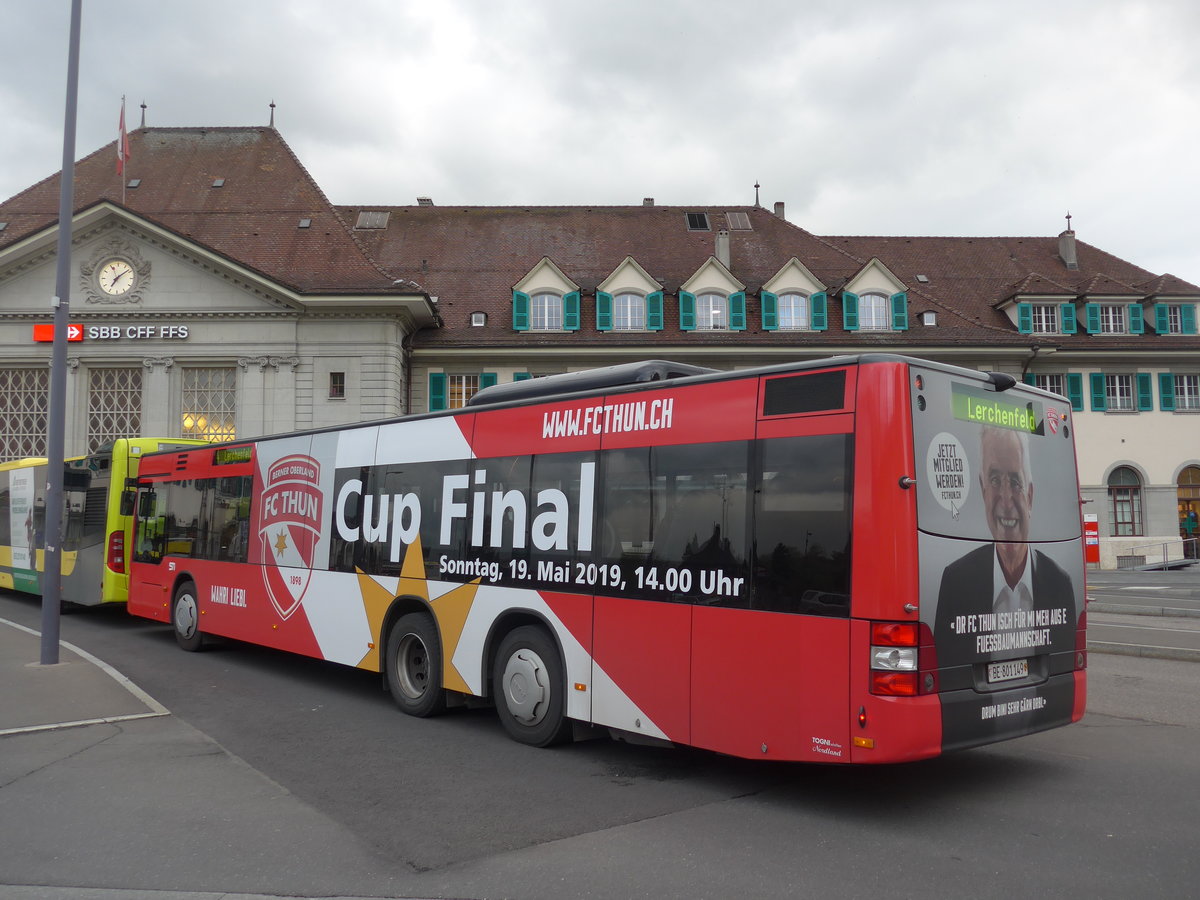 (204'564) - STI Thun - Nr. 149/BE 801'149 - MAN am 3. Mai 2019 beim Bahnhof Thun