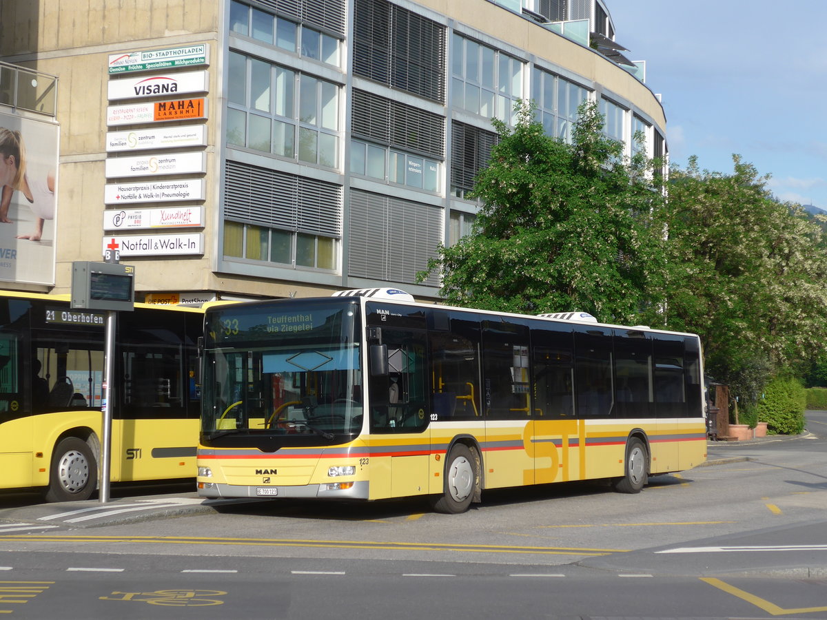 (205'746) - STI Thun - Nr. 123/BE 700'123 - MAN am 4. Juni 2019 beim Bahnhof Thun