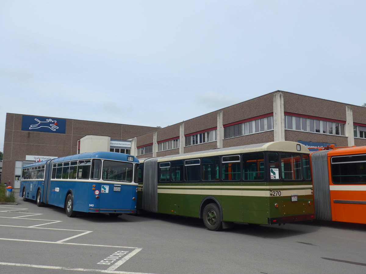 (206'592) - VBZ Zrich (TMZ) - Nr. 540/ZH 315'491 - Saurer/Saurer (ex Nr. 7540; ex Nr. 540) + SVB Bern (Bernmobil historique) - Nr. 270/BE 113'270 - FBW/SWS-Gangloff am 22. Juni 2019 in Emmenbrcke, Debrunner Acifer