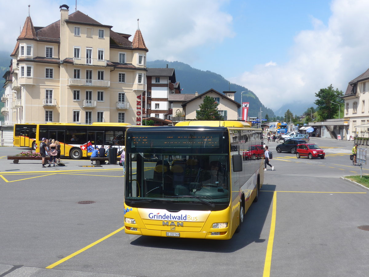 (207'696) - AVG Grindelwald - Nr. 14/BE 202'568 - MAN/Gppel am 9. Juli 2019 beim Bahnhof Grindelwald