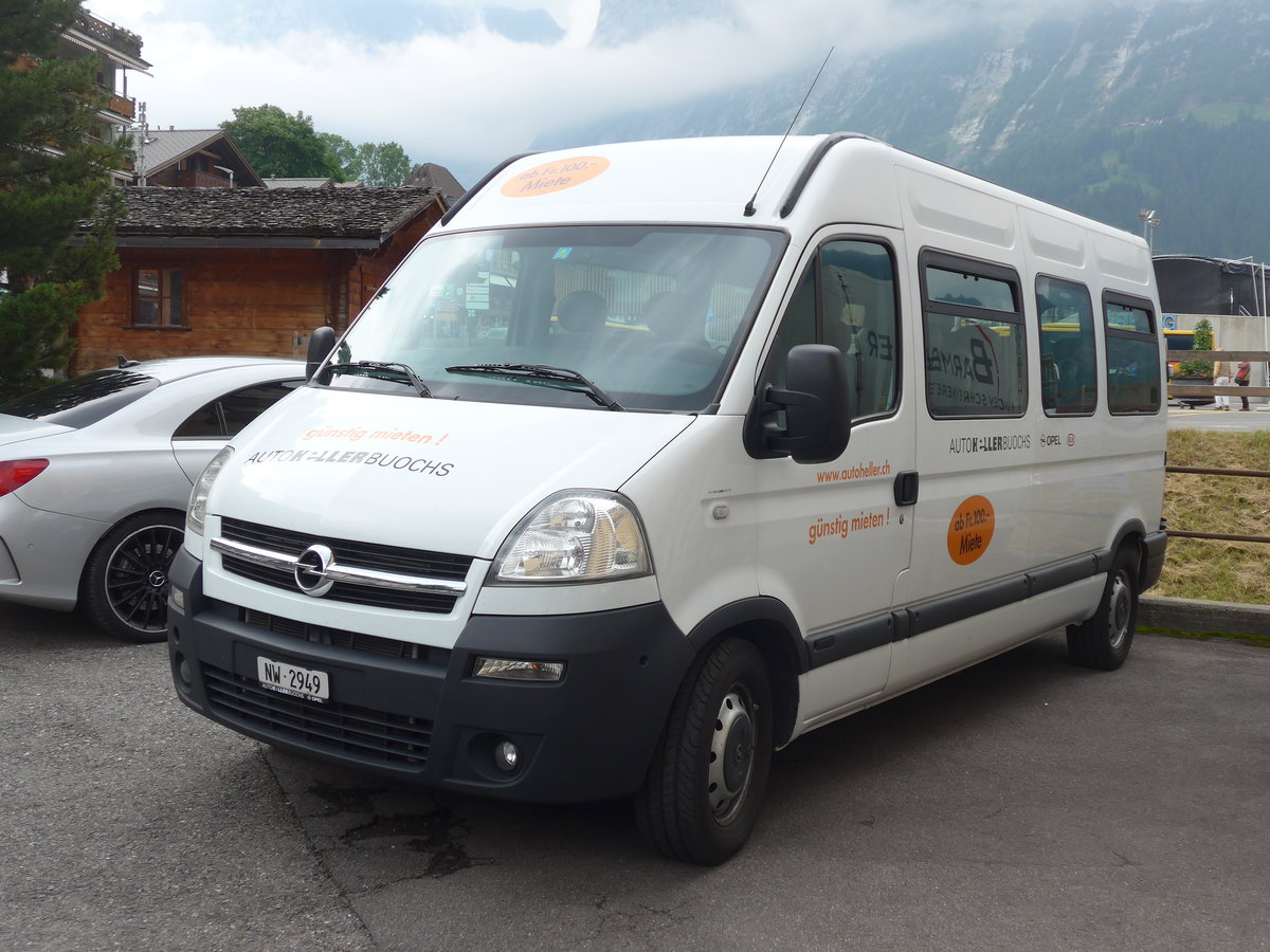 (207'754) - Keller, Buochs - NW 2949 - Opel am 9. Juli 2019 beim Bahnhof Grindelwald