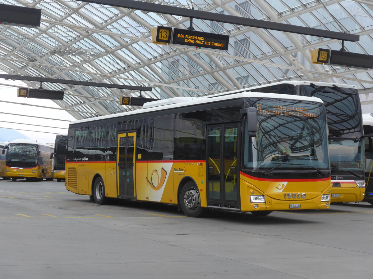 (208'005) - PostAuto Graubnden - GR 170'434 - Iveco (ex Lagerfahrzeug Iveco) am 21. Juli 2019 in Chur, Postautostation