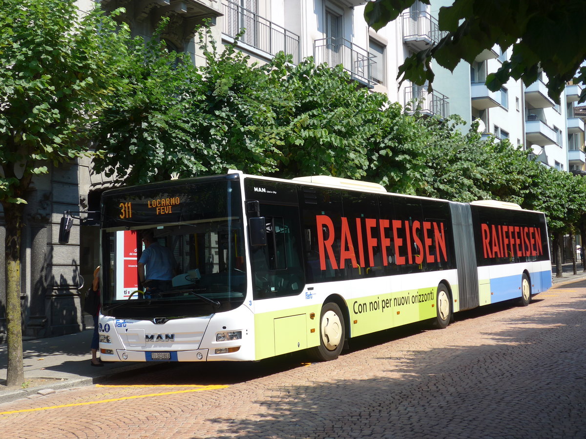 (208'039) - FART Locarno - Nr. 3/TI 323'803 - MAN am 21. Juli 2019 beim Bahnhof Bellinzona