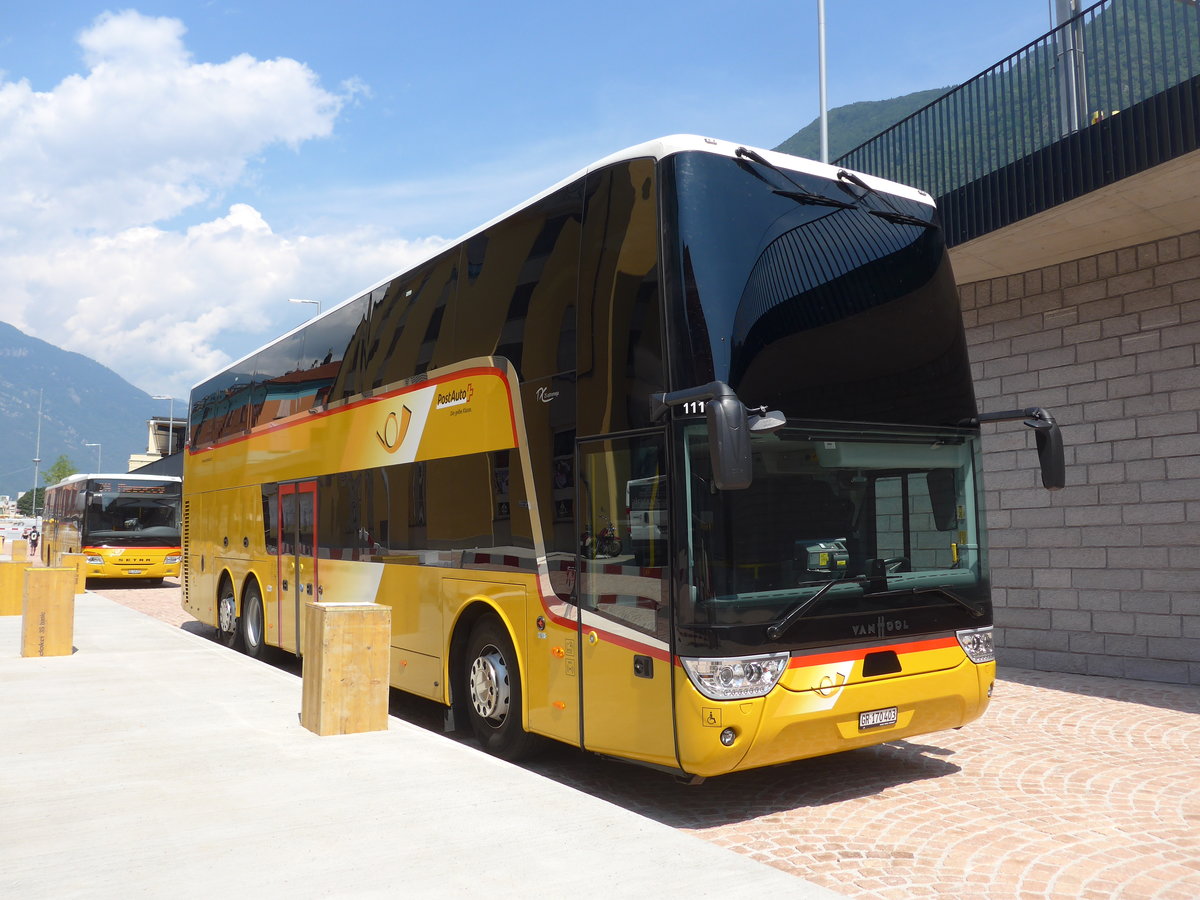 (208'081) - PostAuto Graubnden - GR 170'403 - Van Hool am 21. Juli 2019 beim Bahnhof Bellinzona