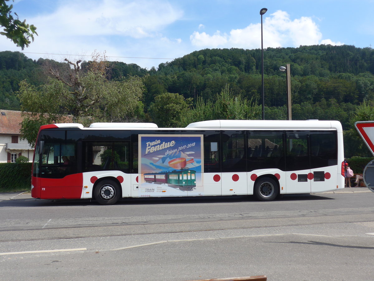 (208'130) - TPF Fribourg - Nr. 72/FR 300'335 - Mercedes am 22. Juli 2019 beim Bahnhof Moudon