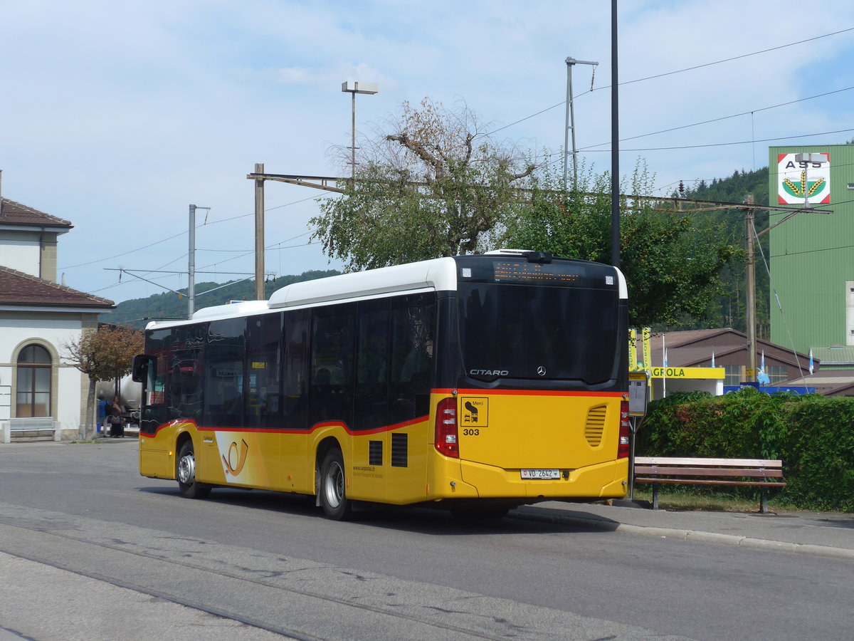 (208'132) - Faucherre, Moudon - Nr. 303/VD 2642 - Mercedes am 22. Juli 2019 beim Bahnhof Moudon