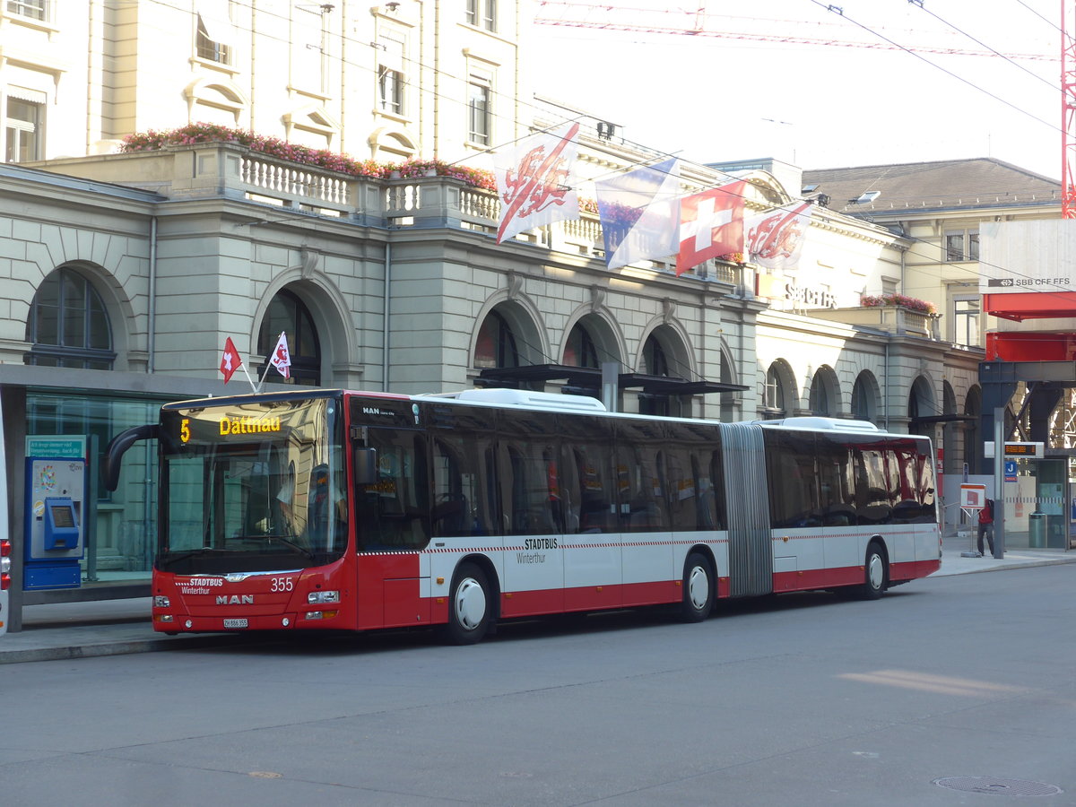 (208'237) - SW Winterthur - Nr. 355/ZH 886'355 - MAN am 1. August 2019 beim Hauptbahnhof Winterthur