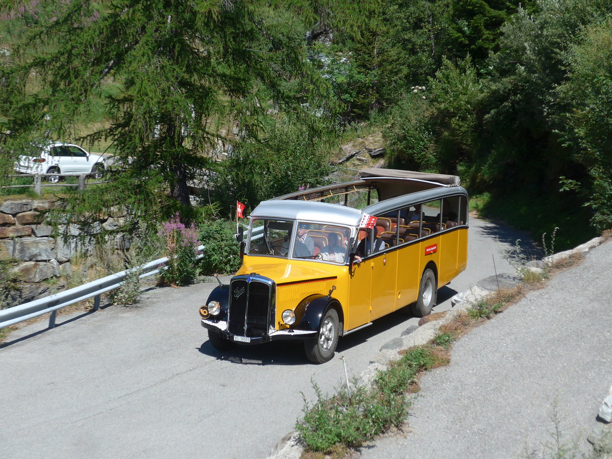 (208'335) - Bonnard, Ayer - VS 16'091 - Saurer/Hess (ex APN Genve; ex Baumgartner, Grenchen; ex P 23'009; ex P 2031) am 3. August 2019 bei Simplon Dorf