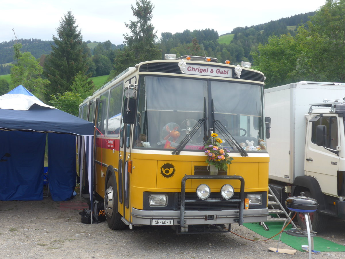 (208'787) - Oberhnsli, Thayngen - SH 40 U - FBW/Tscher (ex Bus-Halter, Wil Nr. 9) am 17. August 2019 in Atzmnnig, Schutt