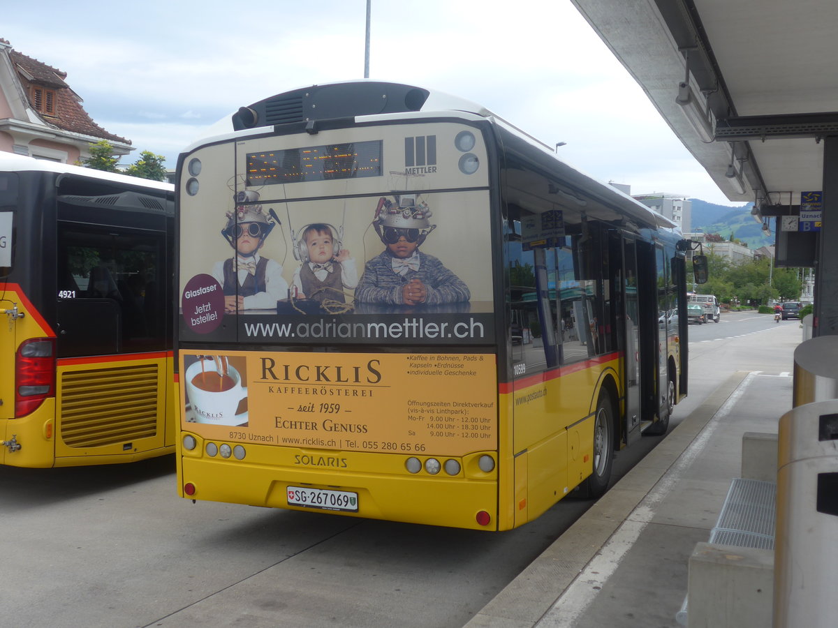 (208'895) - PostAuto Ostschweiz - SG 267'069 - Solaris (ex Express-Auto, Kreuzlingen) am 17. August 2019 beim Bahnhof Uznach