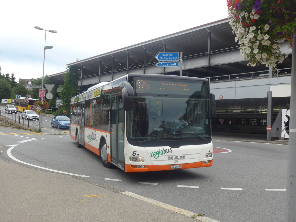 (208'901) - VBH Herisau - Nr. 5/AR 20'557 - MAN am 17. August 2019 beim Bahnhof Herisau