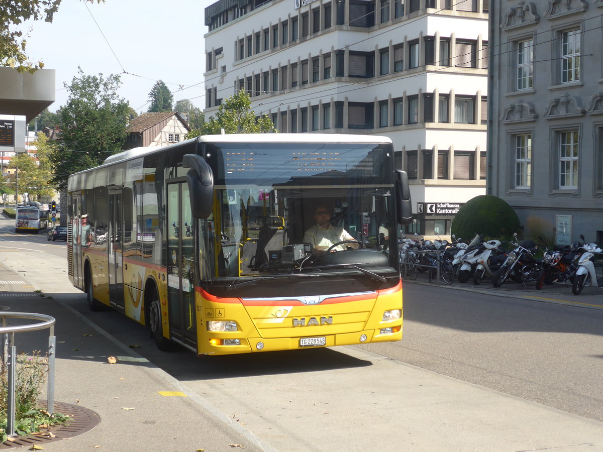 (209'597) - Rattin, Neuhausen - Nr. 327/TG 228'548 - MAN (ex Richter, Ossingen Nr. 327) am 14. September 2019 beim Bahnhof Schaffhausen