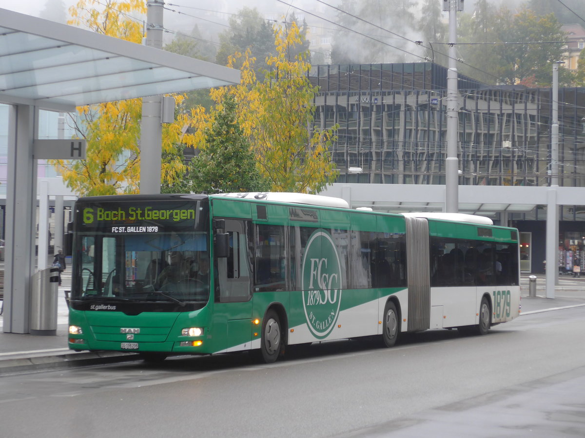 (209'950) - St. Gallerbus, St. Gallen - Nr. 298/SG 198'298 - MAN am 6. Oktober 2019 beim Bahnhof St. Gallen