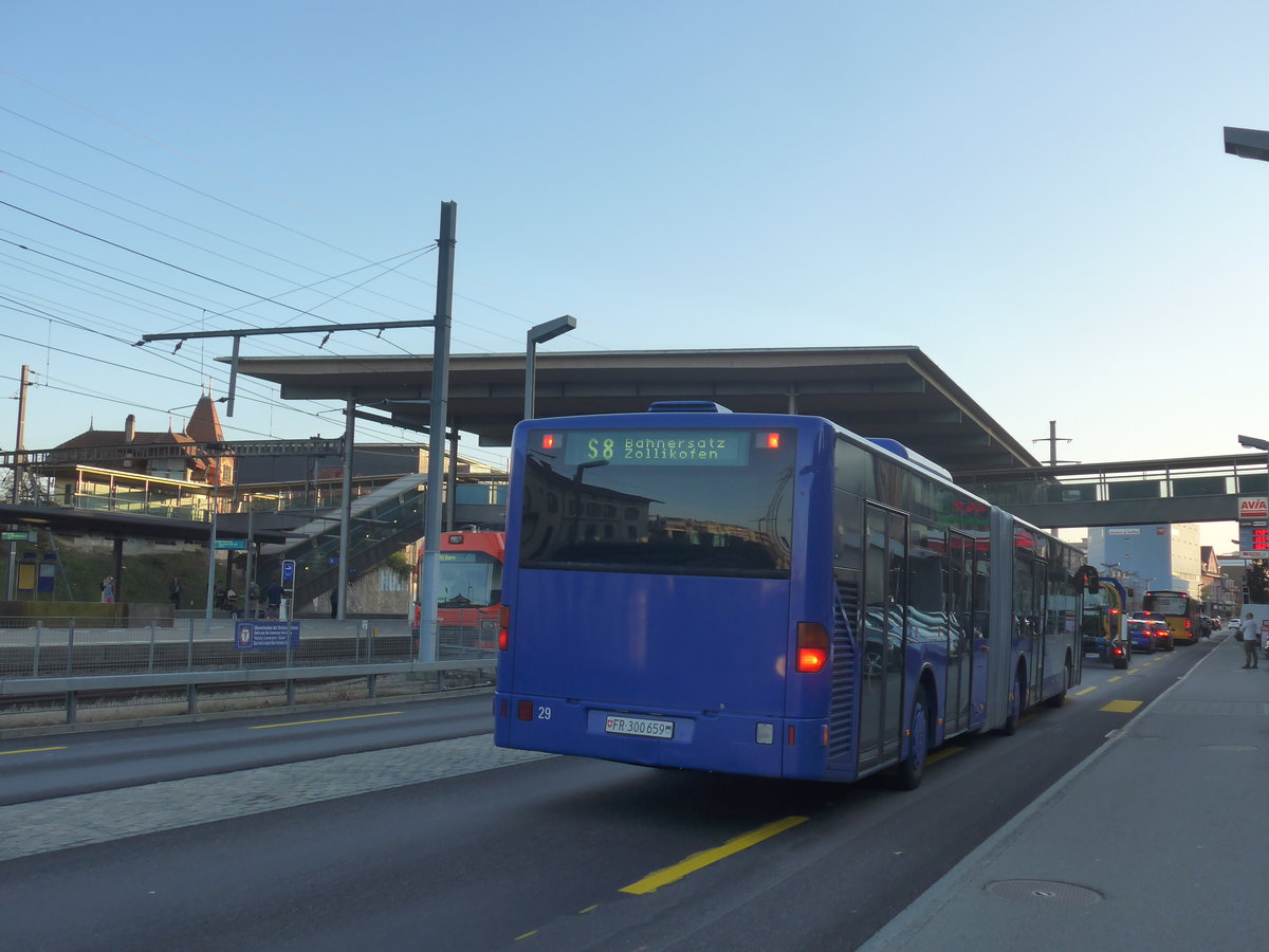 (210'369) - VZO Grningen - Nr. 29/FR 300'659 - Mercedes am 14. Oktober 2019 beim Bahnhof Zollikofen (Einsatz Intertours)