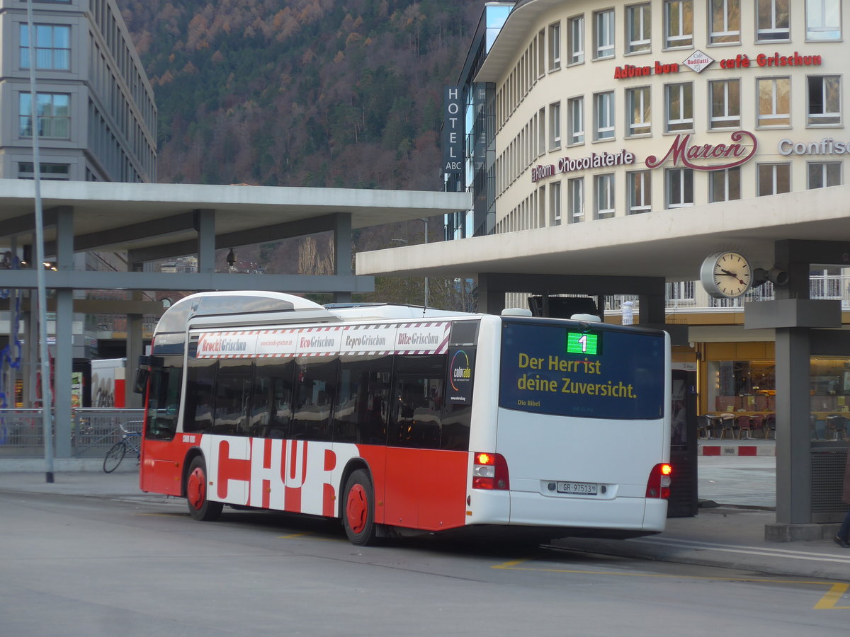 (212'581) - SBC Chur - Nr. 13/BE 97'513 - MAN am 7. Dezember 2019 beim Bahnhof Chur