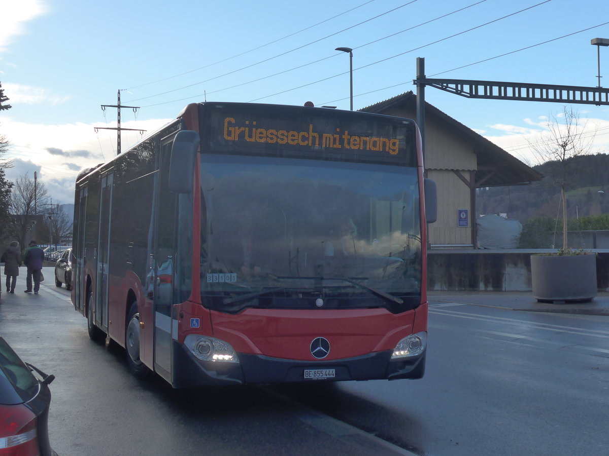 (212'893) - Bernmobil, Bern - Nr. 444/BE 855'444 - Mercedes am 14. Dezember 2019 beim Bahnhof Mnsingen