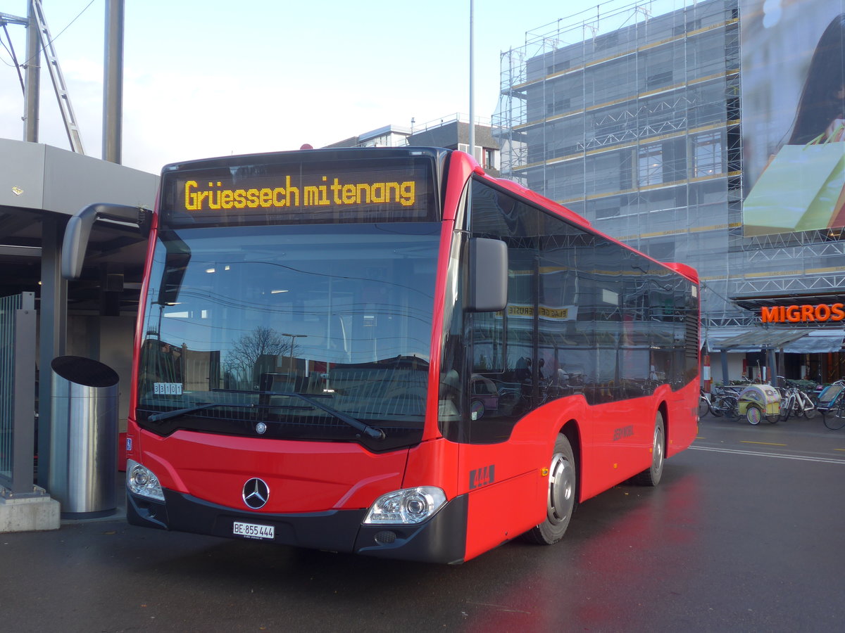 (212'906) - Bernmobil, Bern - Nr. 444/BE 855'444 - Mercedes am 14. Dezember 2019 beim Bahnhof Mnsingen