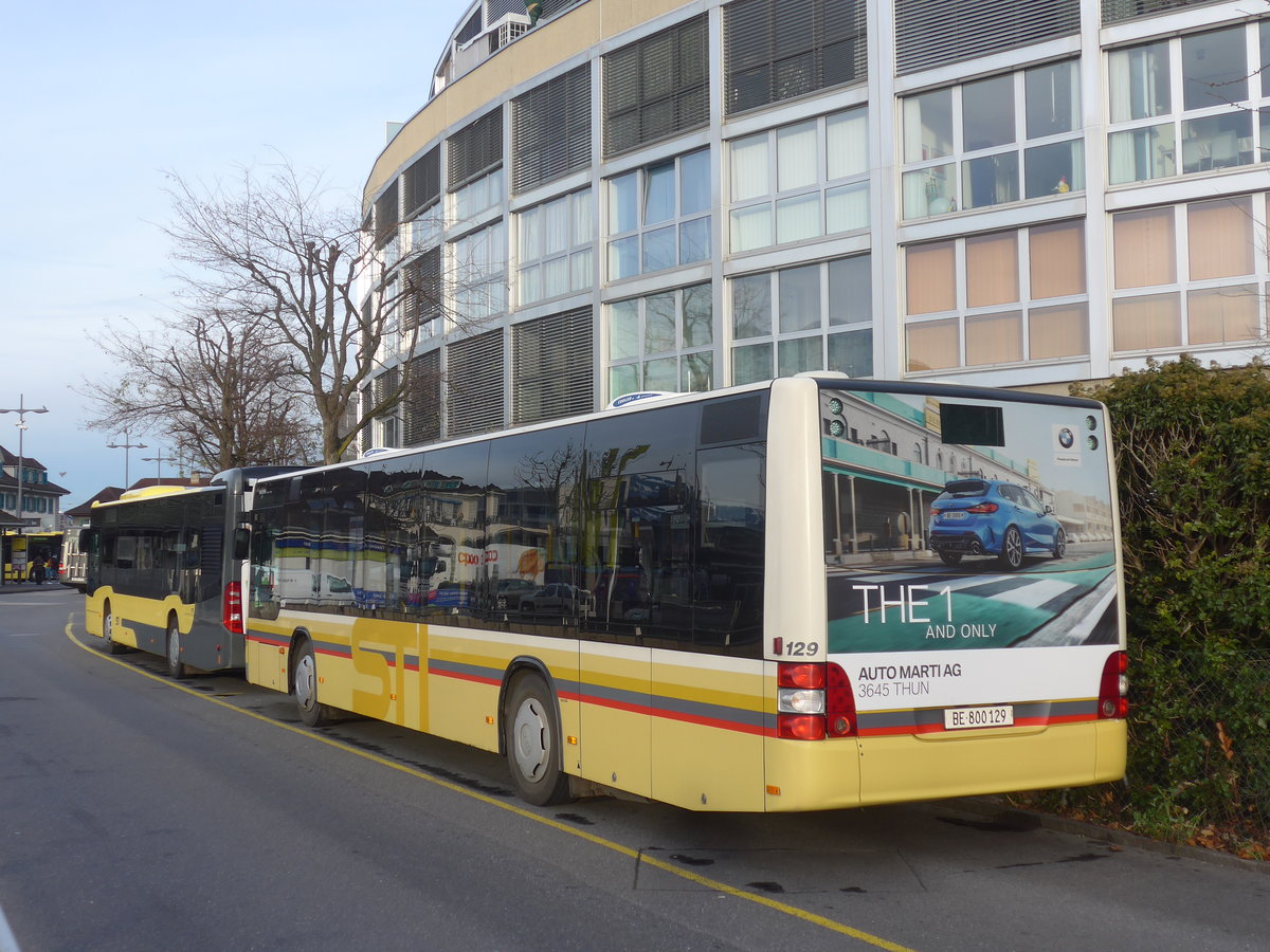 (213'008) - STI Thun - Nr. 129/BE 800'129 - MAN am 16. Dezember 2019 bei der Schifflndte Thun