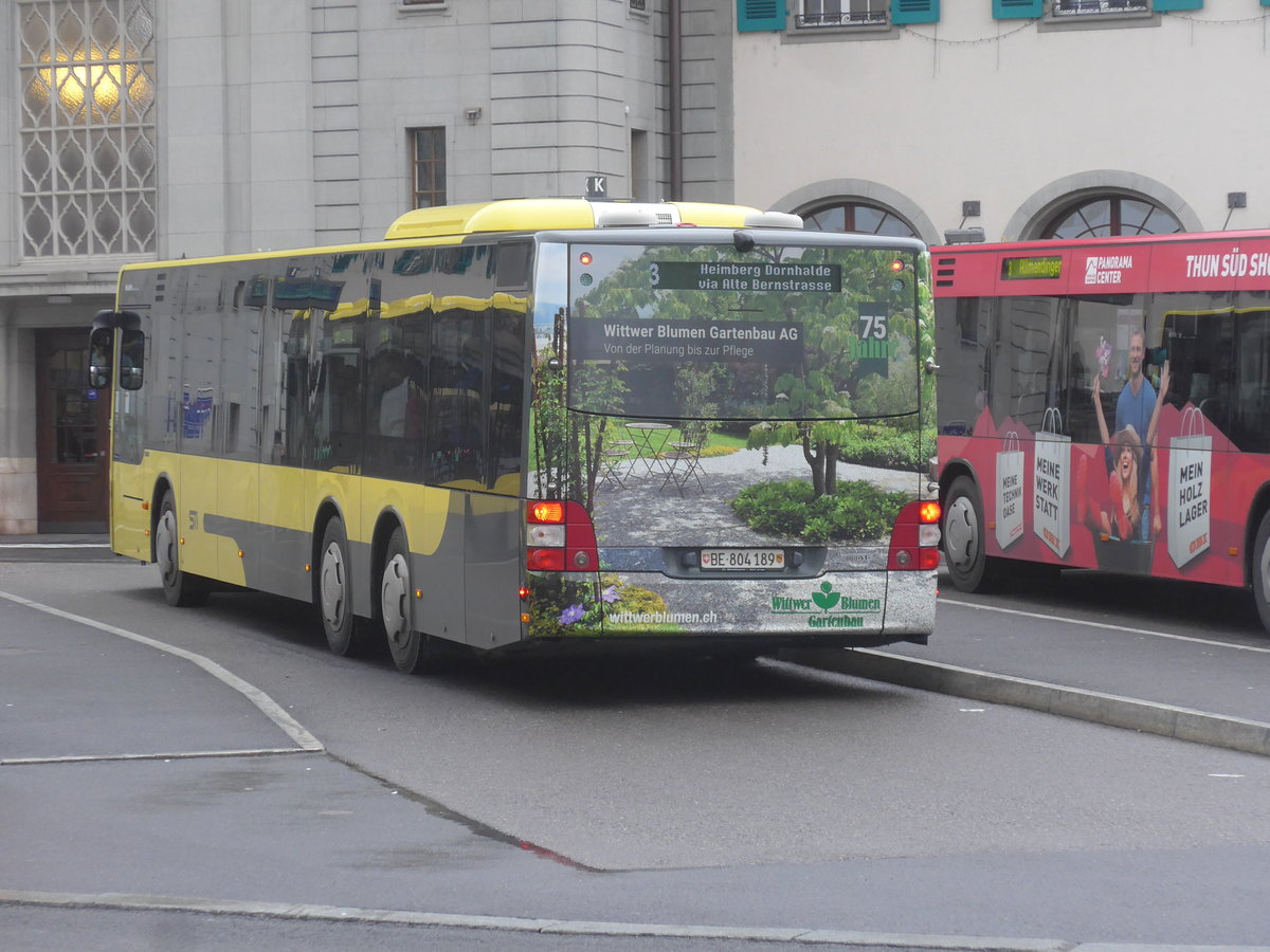 (213'081) - STI Thun - Nr. 189/BE 804'189 - MAN am 23. Dezember 2019 beim Bahnhof Thun