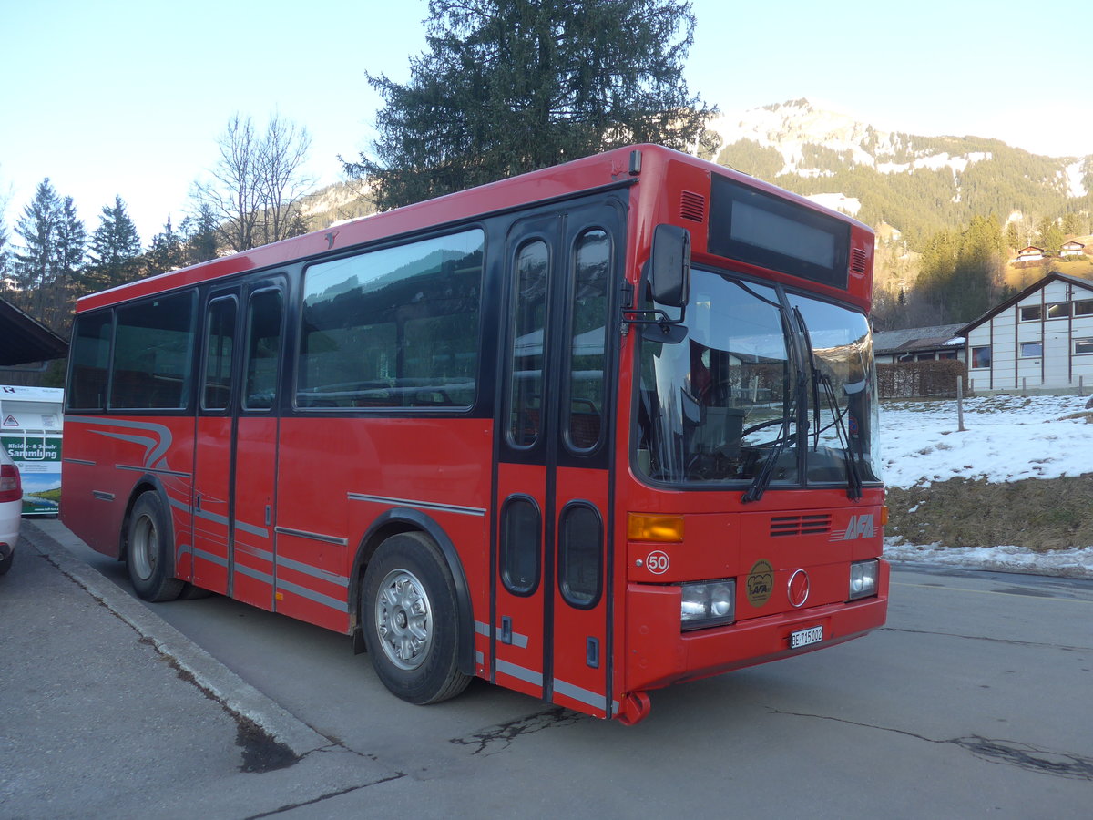 (213'319) - AFA Adelboden - Nr. 50/BE 715'002 - Vetter (ex AVG Grindelwald Nr. 21) am 2. Januar 2020 beim Bahnhof Lenk