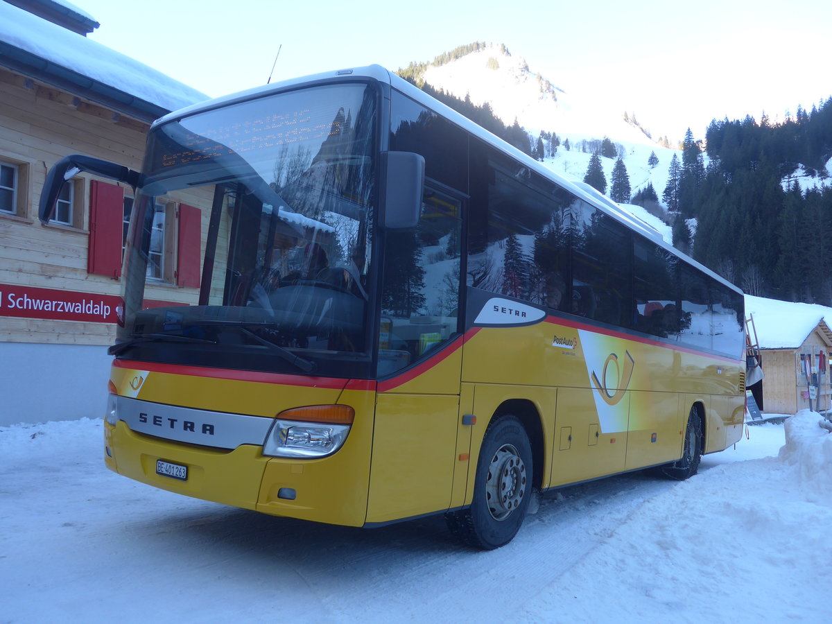 (213'412) - PostAuto Bern - BE 401'263 - Setra (ex AVG Meiringen Nr. 63) am 5. Januar 2020 auf der Schwarzwaldalp