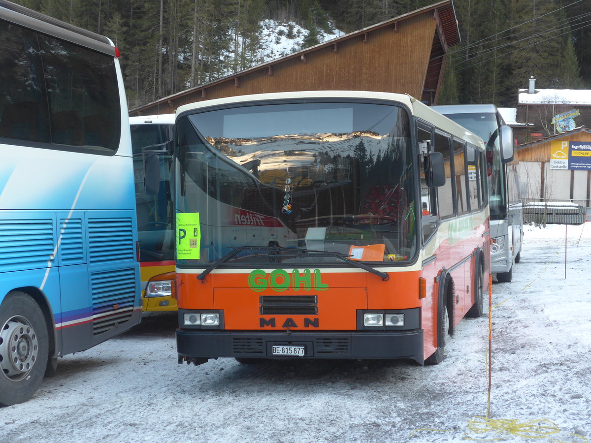 (213'610) - Gohl, Herzogenbuchsee - BE 815'877 - MAN/Lauber (ex AMSA Chiasso Nr. 19; ex Tresch, Amsteg) am 11. Januar 2020 in Adelboden, Unter dem Birg