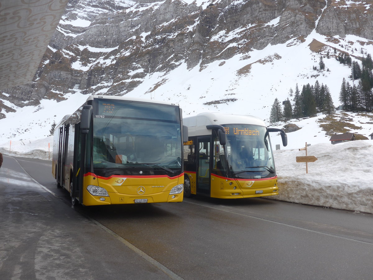 (214'024) - PostAuto Ostschweiz - SG 445'304 - Mercedes am 1. Februar 2020 in Schwgalp, Sntis-Schwebebahn