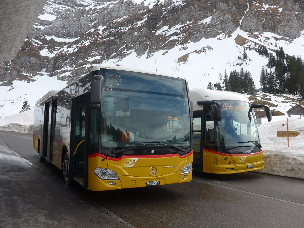 (214'026) - PostAuto Ostschweiz - SG 445'304 - Mercedes am 1. Februar 2020 in Schwgalp, Sntis-Schwebebahn