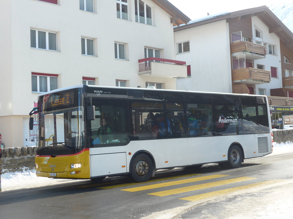 (214'150) - Mattli, Wassen - UR 9221 - MAN/Gppel (ex Lengacher, Wichtrach Nr. 6) am 9. Februar 2020 in Andermatt, Tourist Info