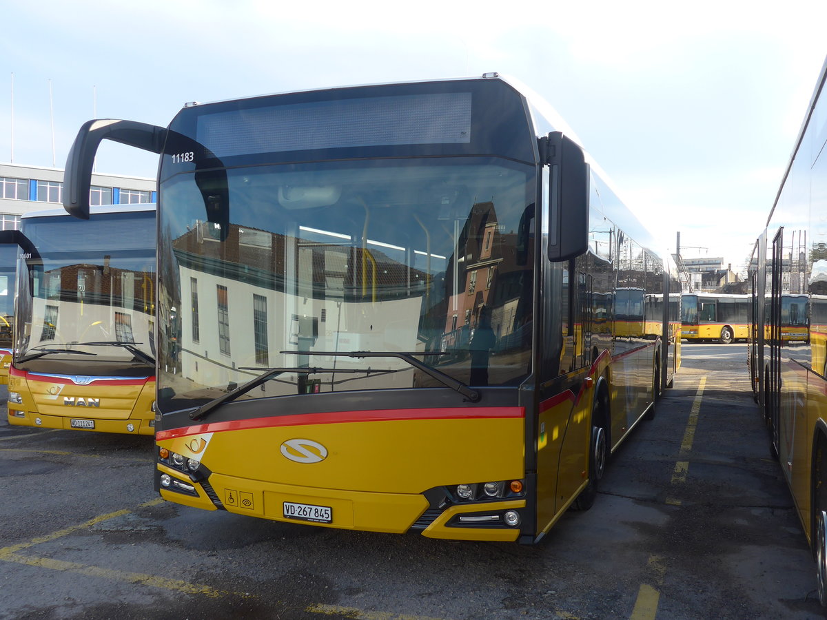 (214'353) - CarPostal Ouest - VD 267'845 - Solaris am 16. Februar 2020 in Yverdon, Garage