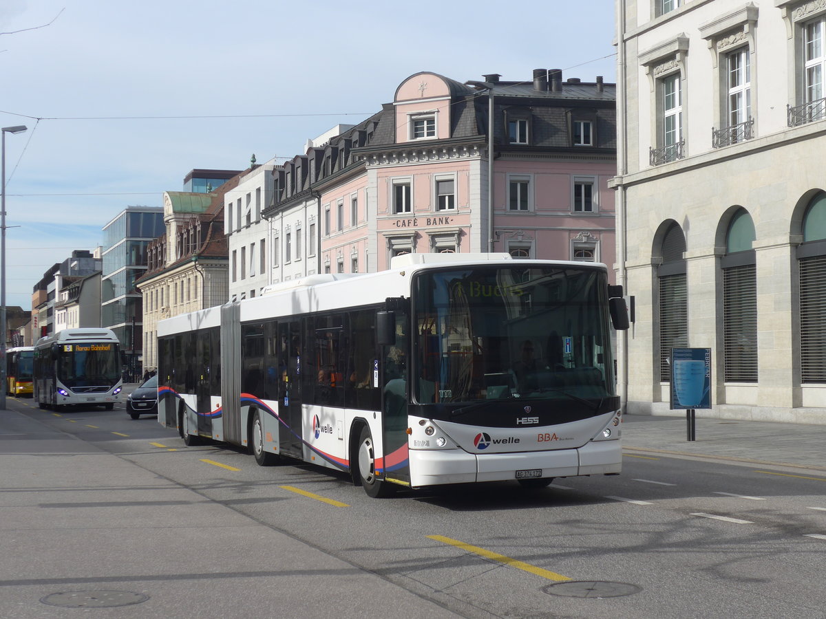 (214'601) - BBA Aarau - Nr. 172/AG 374'172 - Scania/Hess am 20. Februar 2020 beim Bahnhof Aarau