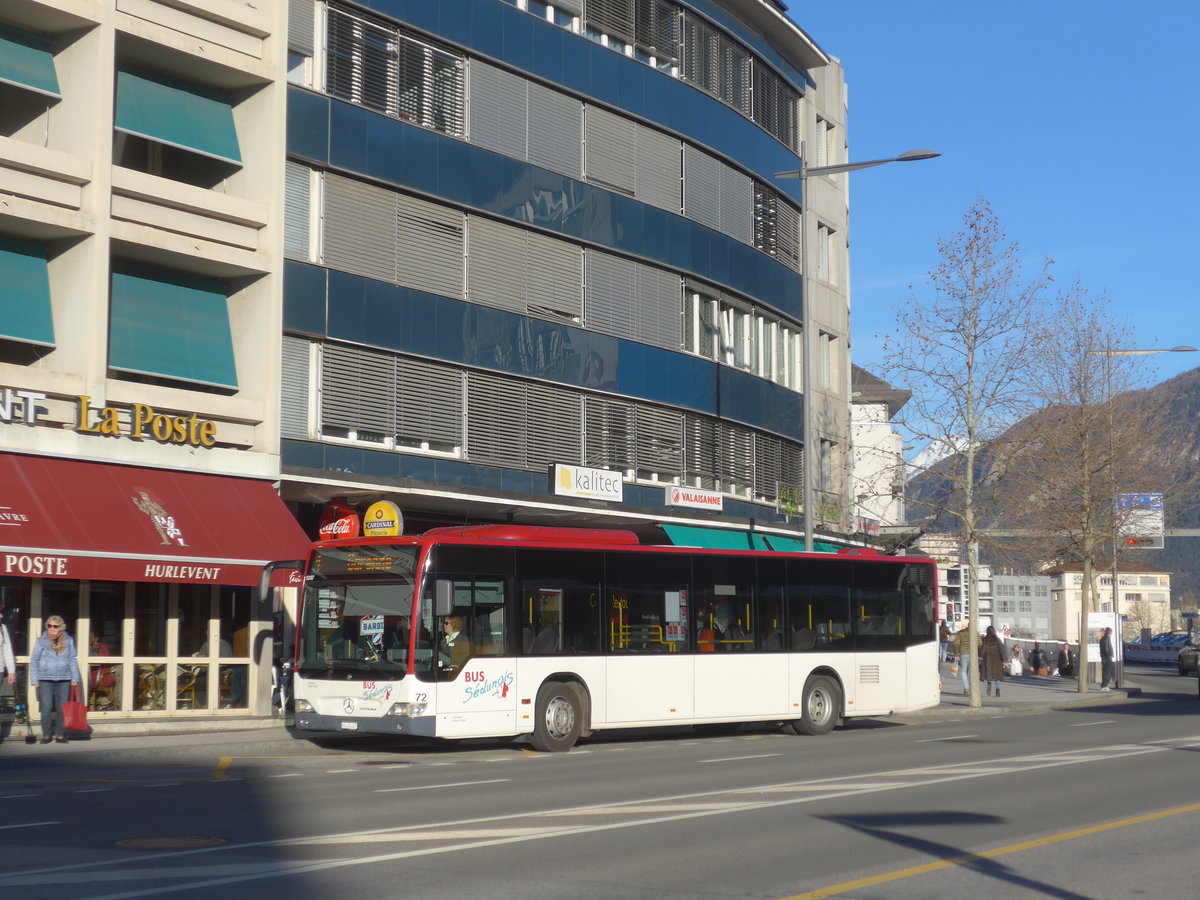 (214'818) - PostAuto Wallis - Nr. 72/VS 415'457 - Mercedes (ex Lathion, Sion Nr. 72) am 22. Februar 2020 beim Bahnhof Sion