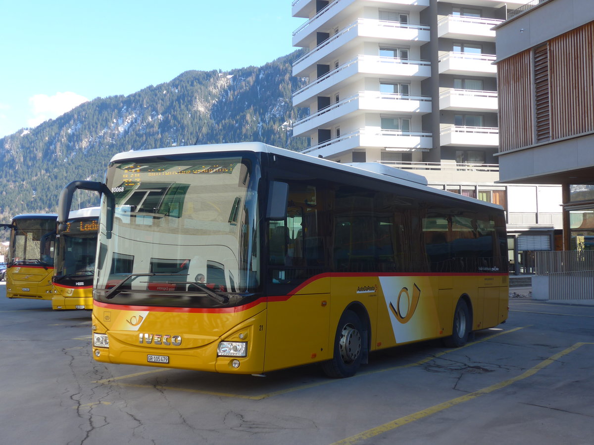 (215'013) - Fontana, Ilanz - Nr. 21/GR 105'479 - Iveco am 1. Mrz 2020 beim Bahnhof Ilanz