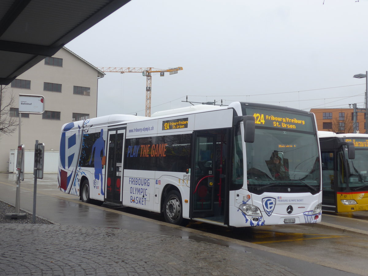 (215'055) - TPF Fribourg - Nr. 1026/FR 300'340 - Mercedes am 2. Mrz 2020 beim Bahnhof Ddingen