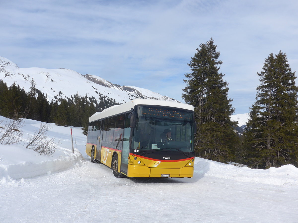 (215'086) - PostAuto Bern - BE 403'166 - Scania/Hess (ex AVG Meiringen Nr. 66; ex Steiner, Messen) am 8. Mrz 2020 in Grindelwald, Schrmstutz