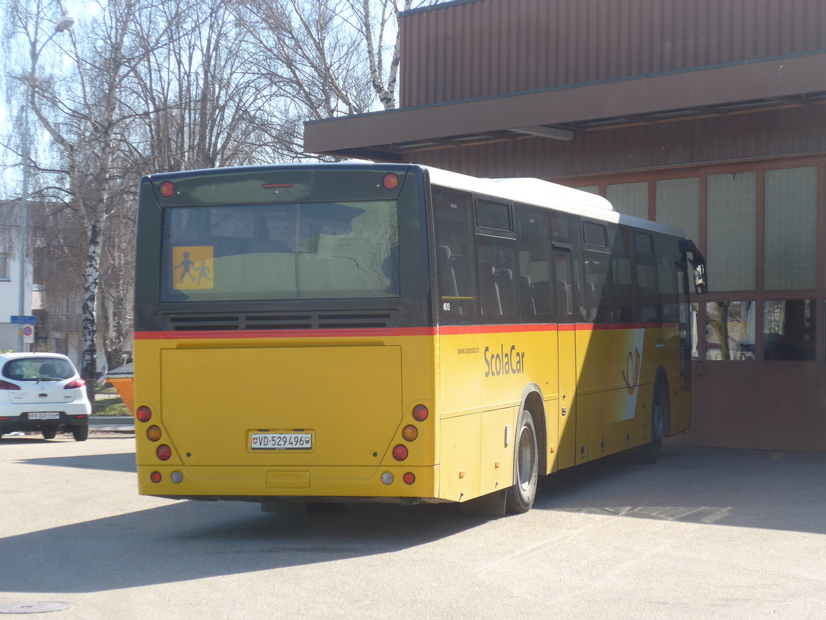 (215'224) - CarPostal Ouest - VD 529'496 - Temsa (ex TMR Martigny Nr. 134) am 15. Mrz 2020 in Yverdon, Garage