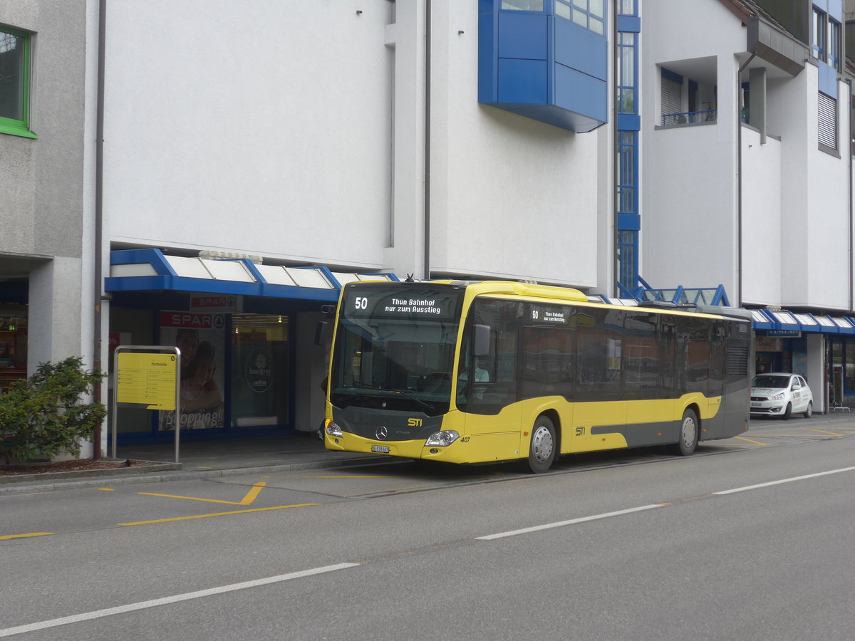 (215'696) - STI Thun - Nr. 407/BE 838'407 - Mercedes am 30. Mrz 2020 in Thun, Postbrcke