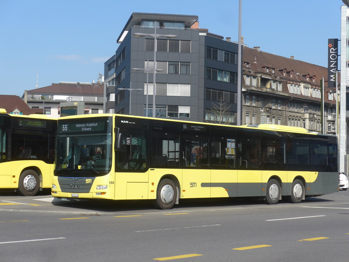 (215'972) - STI Thun - Nr. 188/BE 804'188 - MAN am 9. April 2020 beim Bahnhof Thun