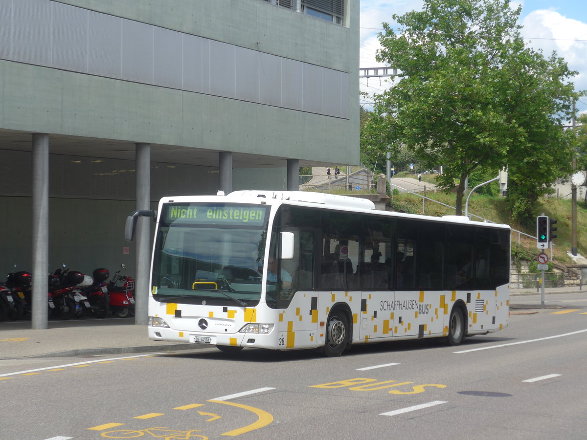 (217'771) - SB Schaffhausen - Nr. 28/SH 54'328 - Mercedes am 8. Juni 2020 beim Bahnhof Schaffhausen