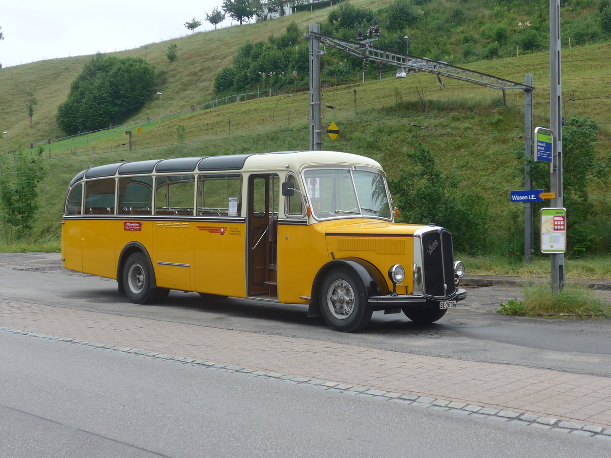 (217'998) - Loosli, Wyssachen - BE 26'794 - Saurer/R&J am 14. Juni 2020 beim Bahnhof Wasen