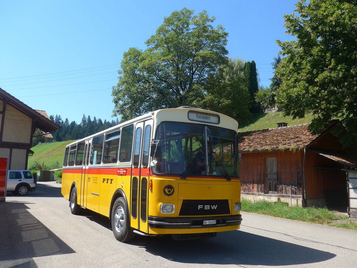 (219'573) - Birchler, Remetschwil - AG 54'039 - FBW/Tscher (ex Gerber, Winkel; ex Eggenberger, Mriken; ex Tanner, Bubendorf; ex P 24'803) am 9. August 2020 beim Bahnhof Emmenmatt