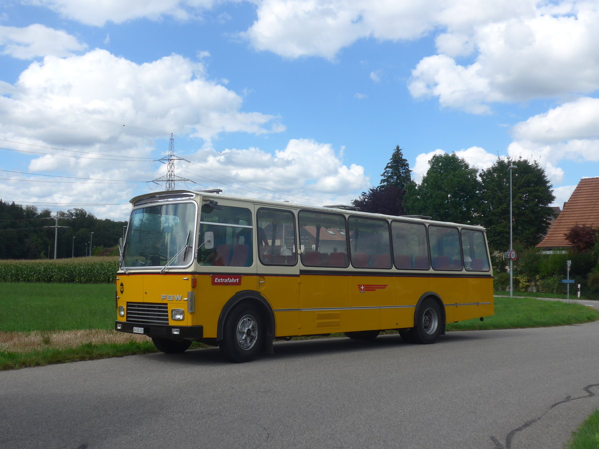 (220'143) - Wittig, Nrensdorf - ZH 205'322 - FBW/FHS (ex Tiemann, Oetwil Nr. 6; ex Btra, Birr Nr. 28; ex Autocca, Visp; ex P 24'186) am 23. August 2020 in Wynigen, Landi