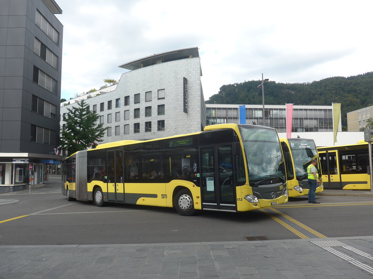 (220'155) - STI Thun - Nr. 172/BE 752'172 - Mercedes am 23. August 2020 beim Bahnhof Thun