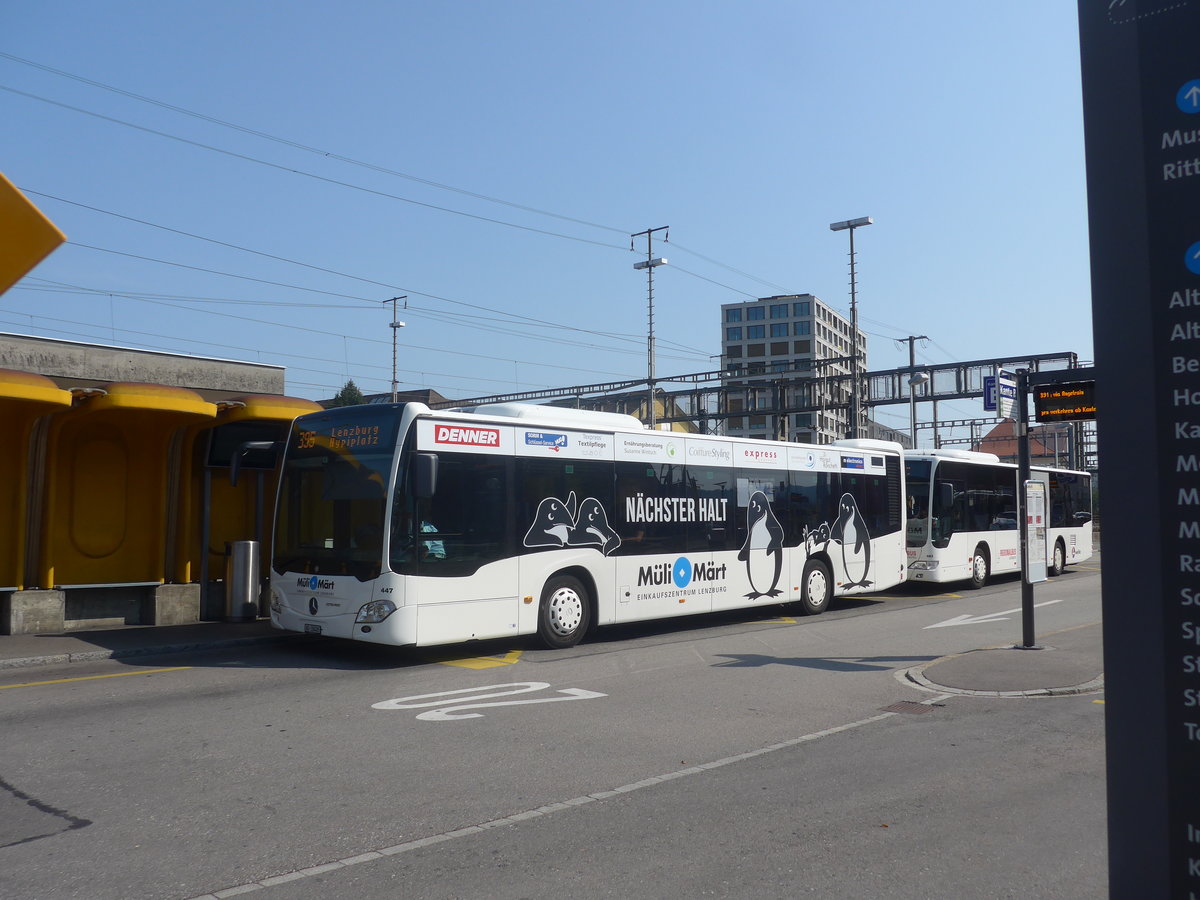 (220'742) - Knecht, Windisch - Nr. 447/AG 18'426 - Mercedes am 13. September 2020 beim Bahnhof Lenzburg