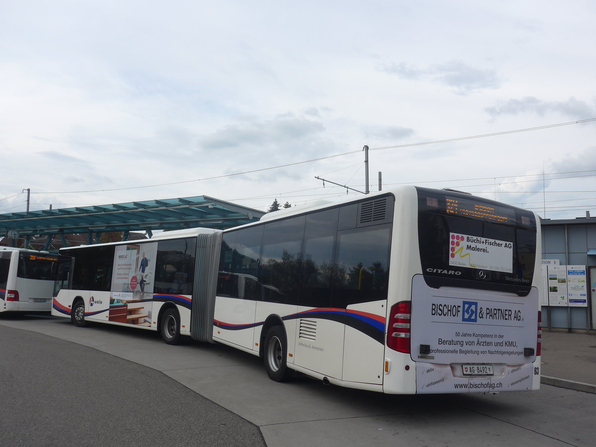 (220'998) - Steffen, Remetschwil - Nr. 63/AG 8492 - Mercedes am 22. September 2020 beim Bahnhof Berikon-Widen