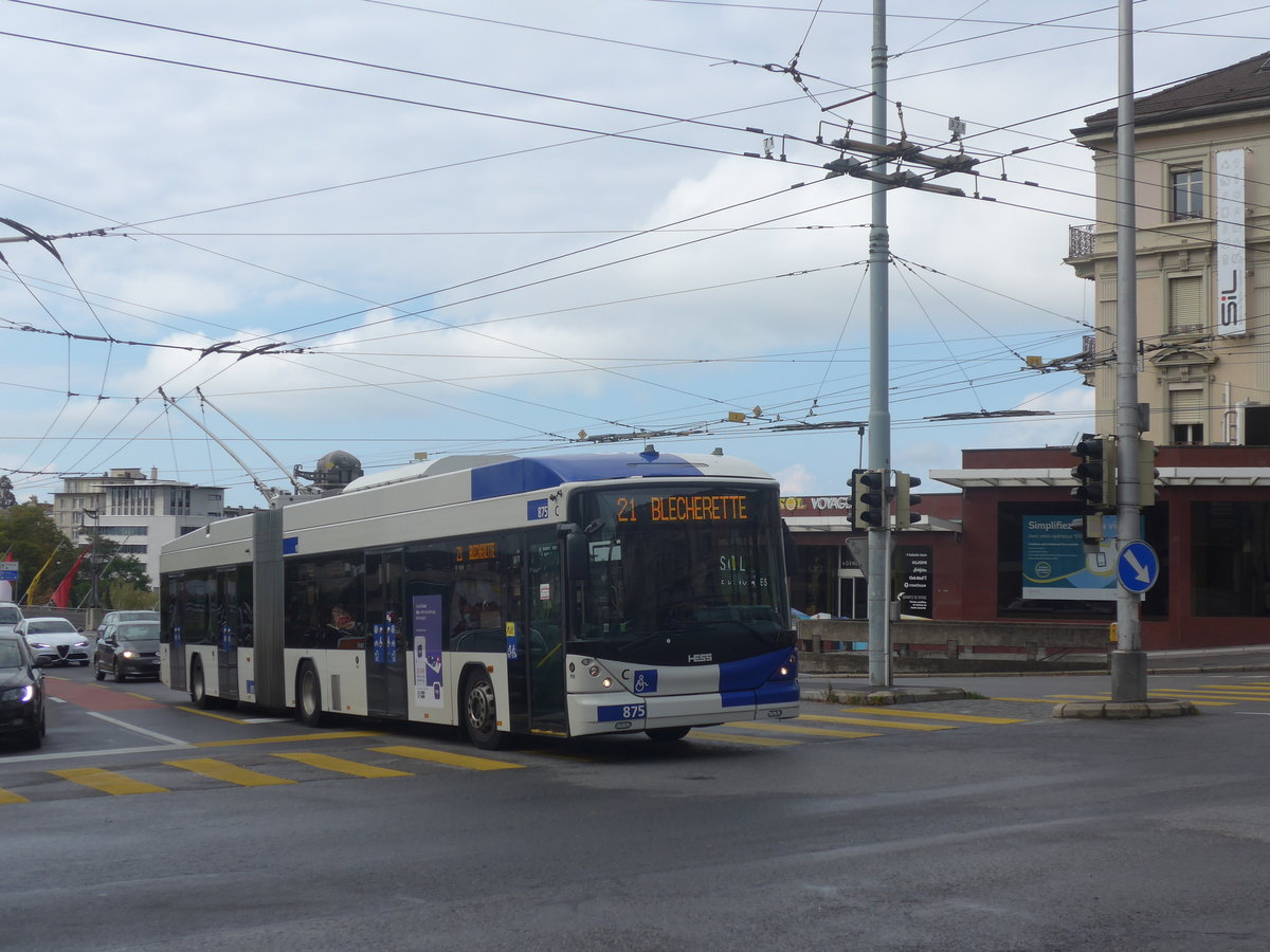 (221'047) - TL Lausanne - Nr. 875 - Hess/Hess Gelenktrolleybus am 23. September 2020 in Lausanne, Chauderon