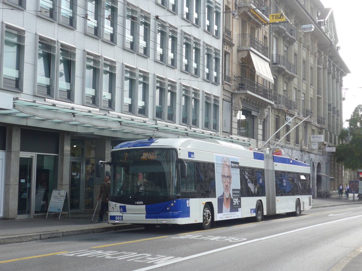 (221'068) - TL Lausanne - Nr. 869 - Hess/Hess Gelenktrolleybus am 23. September 2020 in Lausanne, Bel-Air