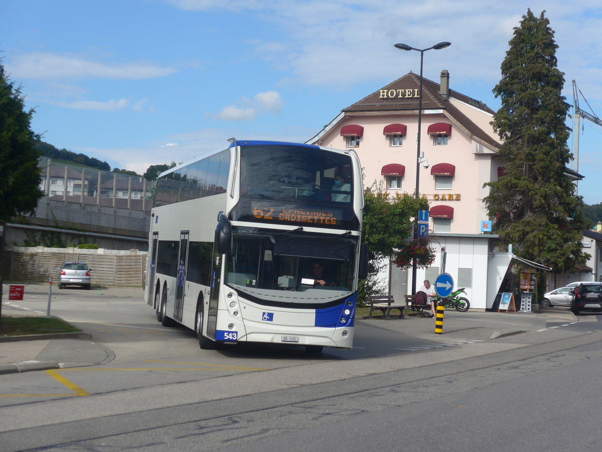 (221'119) - TL Lausanne - Nr. 543/VD 1392 - Alexander Dennis am 23. September 2020 beim Bahnhof Lausanne